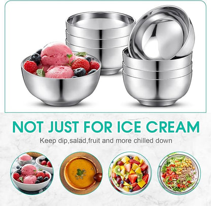 4 Pack 34 oz Stainless Steel Bowls Double Walled Insulated Soup Ice Cream Metal Mixing Nesting Bowls for Serving Soup Rice Cereal
