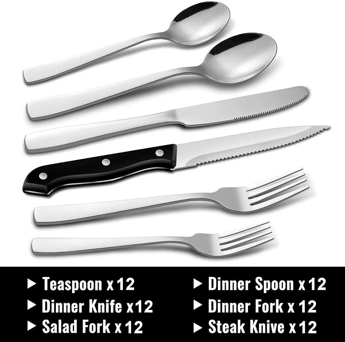 Hiware 72-Piece Silverware Set for 12, Stainless Steel Flatware Cutlery Set For - Image 2