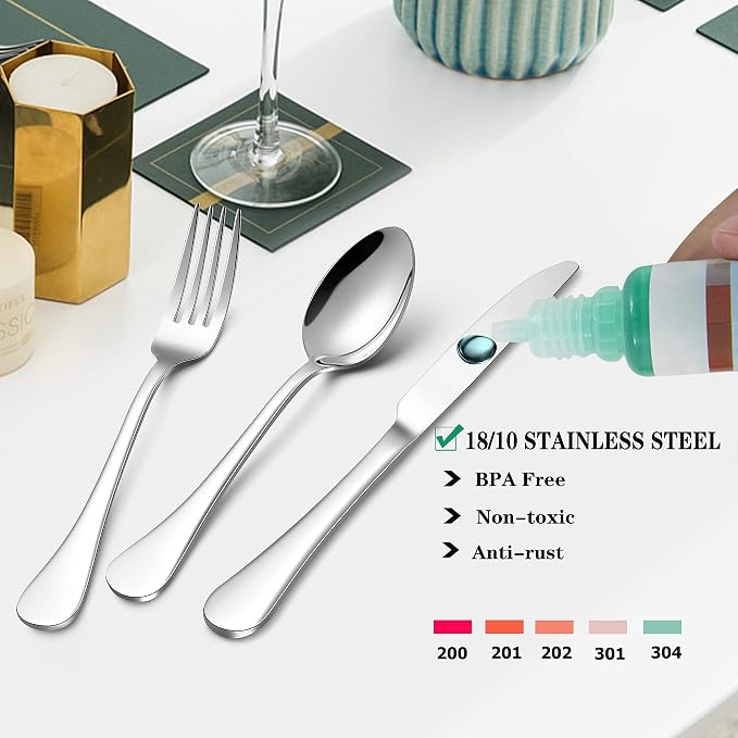 LIANYU 60-Piece 18/10 Stainless Steel Flatware Service - Image 3