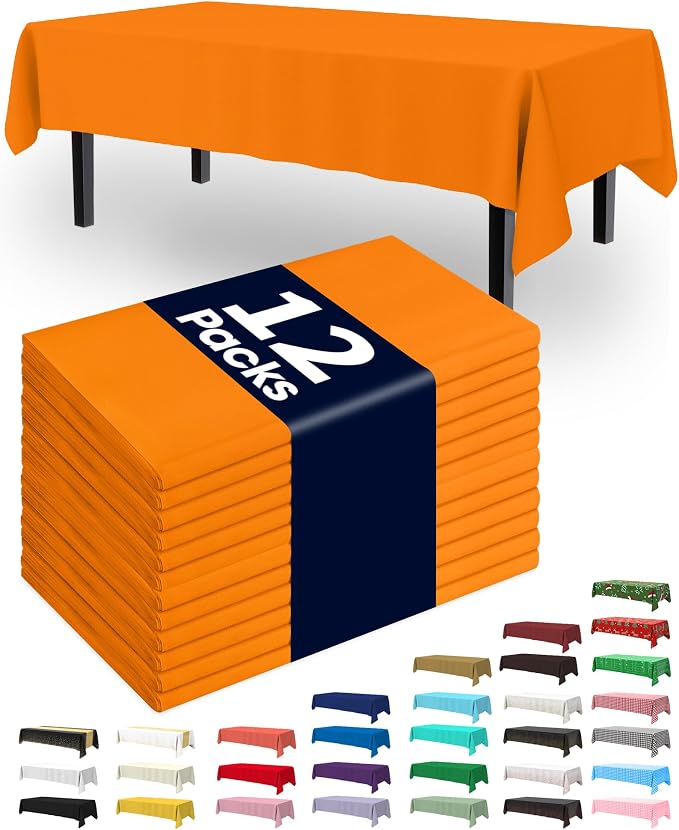 Pureegg Plastic Table Cloth Disposable 12 Pack, 54 x 108 Inch Table Cloths by Pureegg