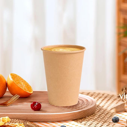 BYSNOW 300 Pack 8 oz Kraft Paper Cups, Disposable Coffee Hot Water Cups | - Image 3