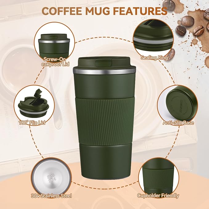 17OZ Travel Coffee Mug Insulated Coffee Cup - Image 5