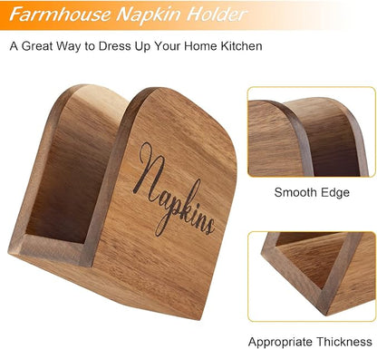 Napkin Holder for Table, ALELION Acacia Wooden Napkin Holders for Kitchen - Image 3