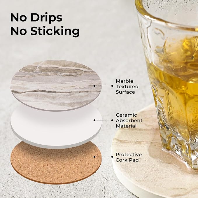 LlFVER Coasters Set of 8, Absorbent Drink Coaster - Image 3