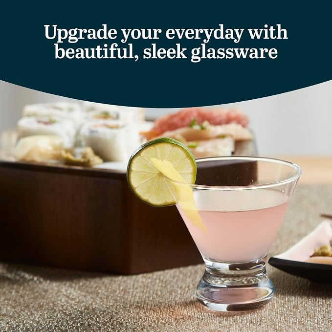 Libbey Cosmopolitan Stemless Martini Glasses Set Of 12, Dishwasher Safe Holiday - Image 3