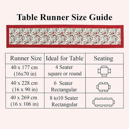 Garnet Red Hand Block Print 100% Cotton Reusable Table Runner 16" X 90" Inches - Image 5