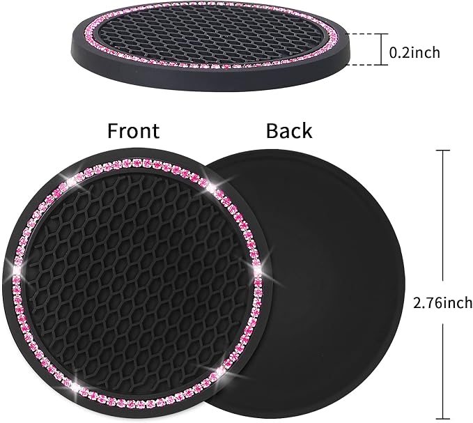 4 Pack Car Coasters, Universal Vehicle Bling Car Coaster, Cute Rhinestone - Image 6