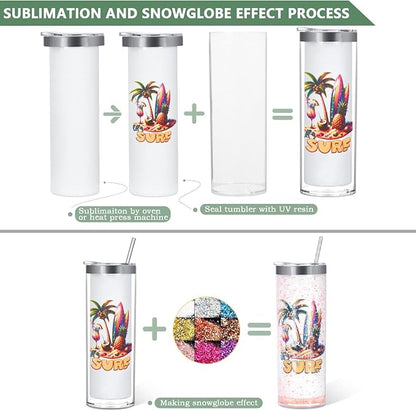 20 Oz 8 Pack Double Wall Pre Drilled Sublimation Storyboard Snow Globe Tumbler - Image 5