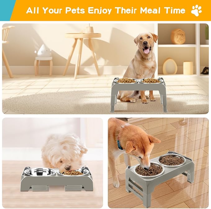 Elevated Dog Bowls for Small Dogs 3 Height Adjustable Raised Dog Bowl Stand - Image 8