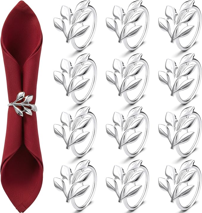WILLBOND Leaf Napkin Rings Holders Fall Party Napkin Rings by Willbond+Technology+Limited