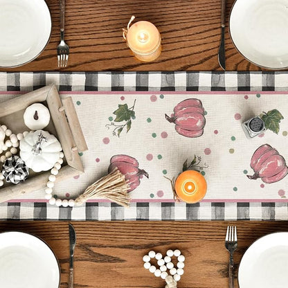 Artoid Mode 210 GSM Fall Table Runner 13x72 Inch Home Party Decor | Pink - Image 7