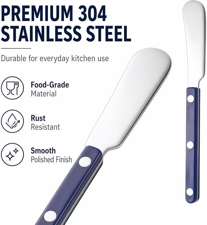 4PCS Stainless Steel Butter Knives Set: 6.3 Inch Cheese Spreader 304 Stainless - Image 6