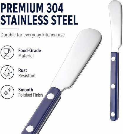 4PCS Stainless Steel Butter Knives Set: 6.3 Inch Cheese Spreader 304 Stainless - Image 6