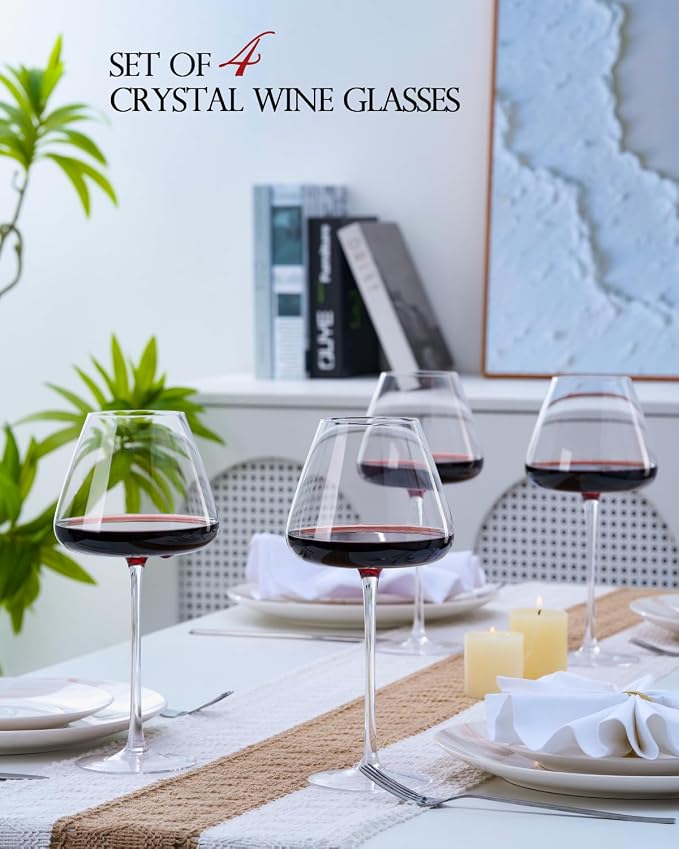 Hand-Blown 23.5OZ Crystal Wine Glasses Set of 4 - Image 2