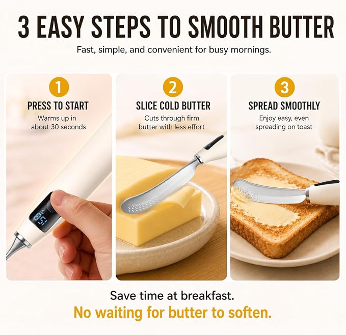 Heated Butter Knife with Digital Display 2026 Upgrade, Food-Grade Stainless - Image 4
