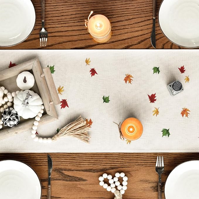 Artoid Mode 210 GSM Fall Table Runner 13x120 Inch Home Party Decor | Maple Tree - Image 4