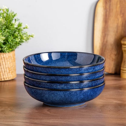 vancasso Stern Large Pasta Bowls Set of 4, 38 Oz Ceramic Salad Plate Bowls - Image 6