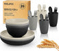 20 PCS Wheat Straw Plates and Bowls Sets, Kids Dishes Dinnerware Sets by Perlapoc