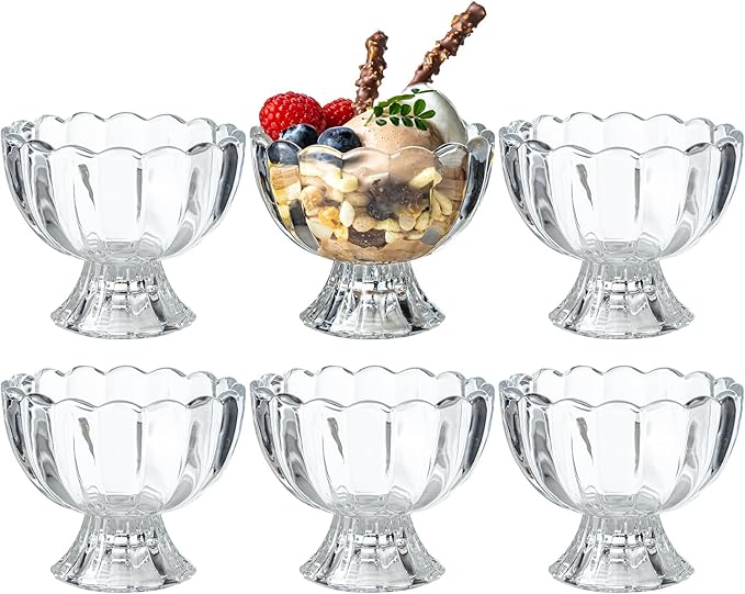 5oz Iced Cream Dessert Bowl, Vintage Footed Tulip Glass Dessert Cups, Cute by JGKYLDZ
