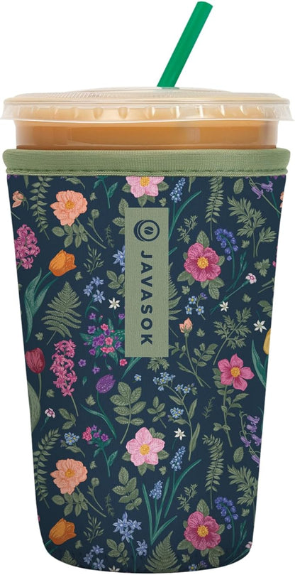 Sok It JavaSok Iced Coffee & Cold Soda Insulated Neoprene Cup Sleeve (Spring Noir, Medium: 22-28oz)