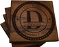 Personalized Wooden Coasters with Monogram, Wedding Date Engraved, Family Name- Choice of Wood (Split Letter Monogram)