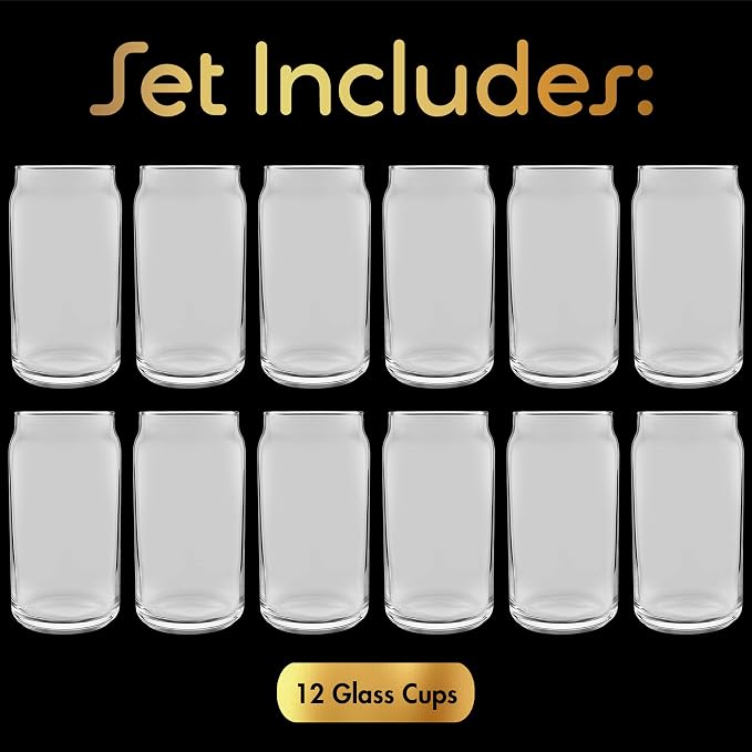 16 oz Can Shaped Glass Cups, Aesthetic Soda Can Cup Clear Glass Tumbler Beer - Image 5