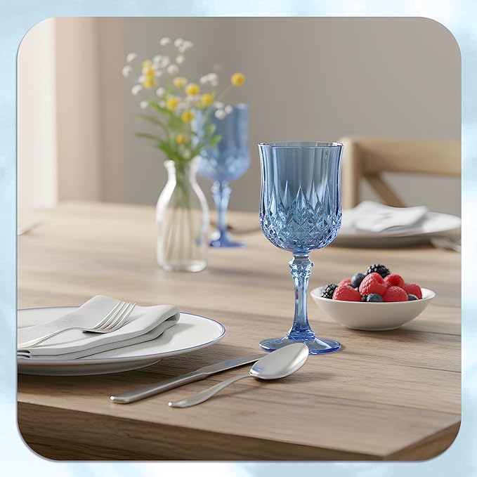 7OZ Plastic Wine Glasses, Reusable Vintage Goblets Unbreakable Drinking Glasses - Image 4