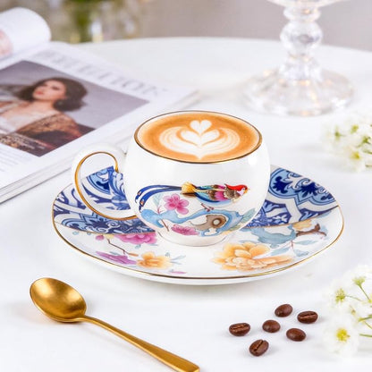 KAMMAK Tea Cups and Saucers Set of 2, Fine Bone China Coffee Cups, GH015 | - Image 4