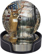 6 Pack Fishing Deer American Flag Leather Coasters by GTEVUTS