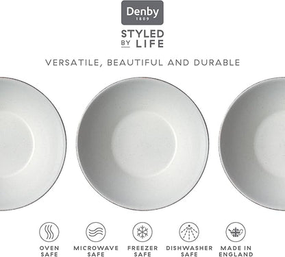 Denby - Impression Mixed Color Cereal Bowls Set of 4-18.6oz Dishwasher Microwave Safe - Scratch Chip Resistant - Modern Angular Shape - Tableware for Nibbles, Dips, Side Dishes, Cereal & Desserts