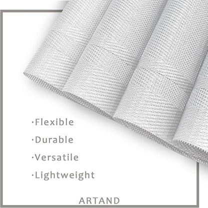 DACHUI Placemats Set of 4, Linen Look Woven Place Mats, Water Resistant, Heat Resistant, Washable, Durable Table Mats (Silver)