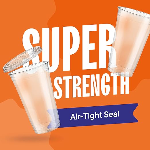 Stack Man Clear Plastic Cups - 24 oz - 100 Sets | Jumbo Disposable Smoothie & - Image 3
