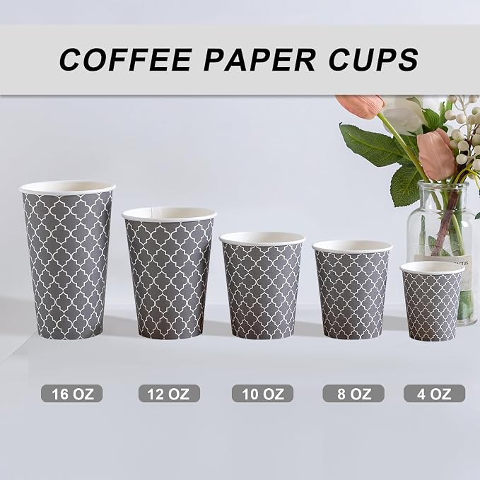 Lamosi Coffee Cups 8 oz 500 Pack, Disposable Paper Coffee Cups, Hot Cups | - Image 3