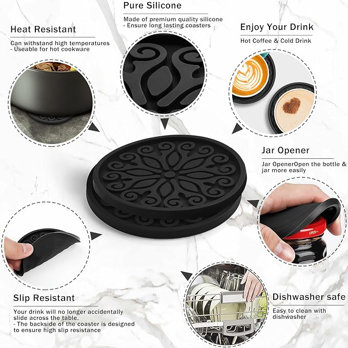 Silicone Coasters for Drinks, Resistant Reusable Drink Coasters-Great Gift for - Image 6
