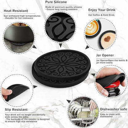 Silicone Coasters for Drinks, Resistant Reusable Drink Coasters-Great Gift for - Image 6