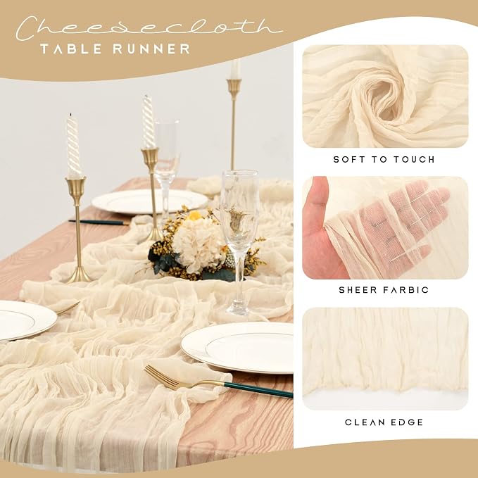 12 Pack Cheesecloth Table Runner 35 x 120 inch Long Boho Cheese Cloth Gauze - Image 4
