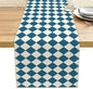 Blue White Diamond Table Runner, Tea Themed Party Decoration | Long Checkered by Unknown