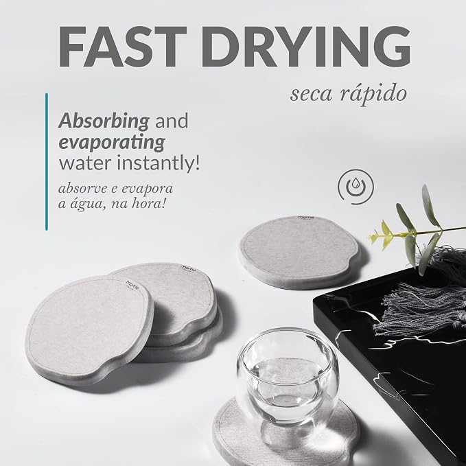 Momo Lifestyle Coasters for Drinks Drycup Stone Coaster Ultra Absorbent Made of - Image 4