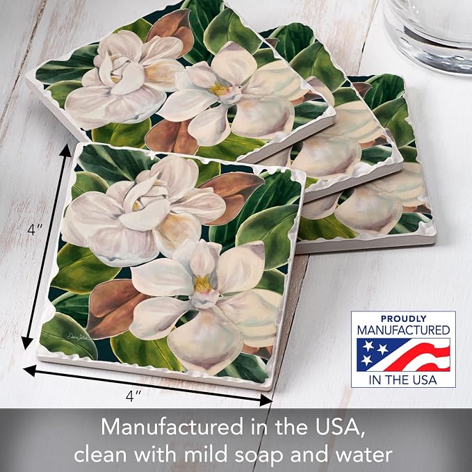Thirstystone Magnolia Blossoms 4 Pack Tumbled Tile Stone Coasters | 4" Square - Image 6