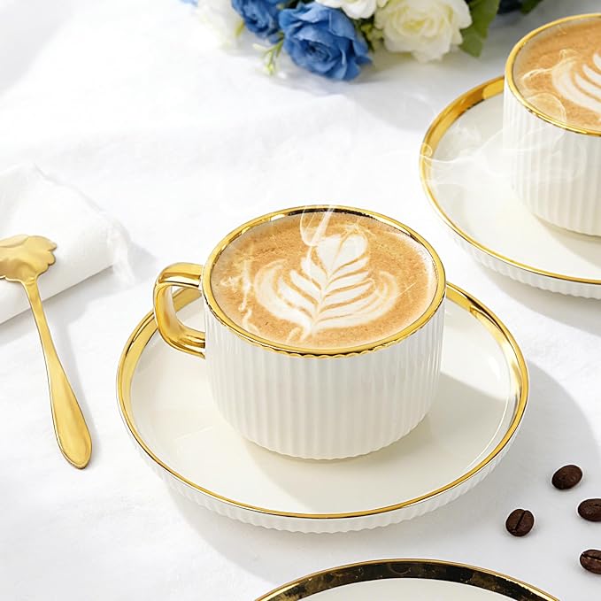 Cappuccino Cups Set of 4, 7oz Espresso Cups Set - Image 5