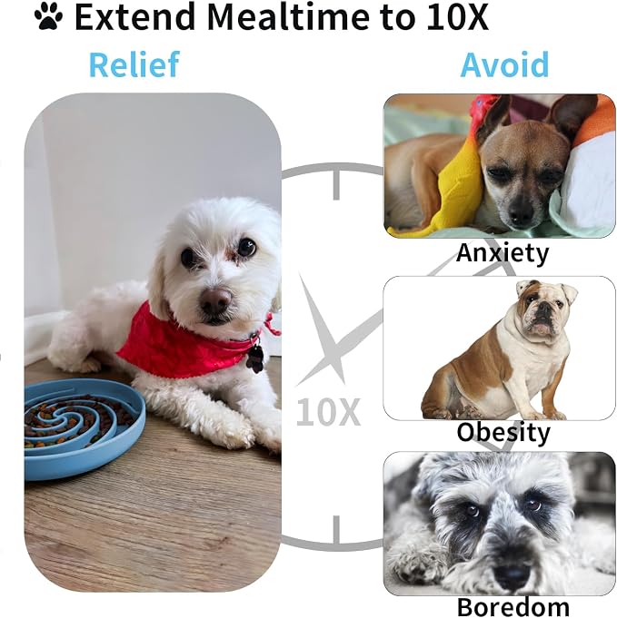 Bifeaw Slow Feeder Dog Bowls, Dishwasher Microwave Safe Silicone Puppy Puzzle - Image 3