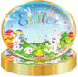 Happy Easter Oval Paper Plates 10" x 12" Serve 50, Floral Easter Party Supplies with Cute Bunny Chick Colorful Eggs Disposable Bunny Paper Dinnerware Set for Spring Holiday Birthday Party Baby Shower