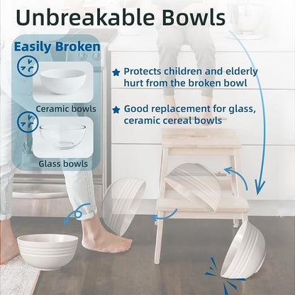 【NOT CERAMIC】Unbreakable Cereal Bowls, 25 OZ Wheat Straw Bowls Microwave and - Image 7