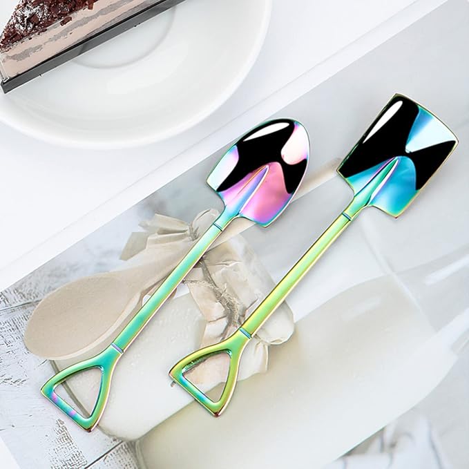 10Pcs Shovel Spoons Stainless Steel Spoon Reusable Dessert Spoons - Image 3