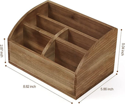 BONNY DODO Remote Control Holders Organizer Box for Table Small Solid Wooden Desk Farmhouse Home Decor Caddy Basket Store Tv Remote for Media Player,Pencil,Glassees&Office Supplies (Brown-M, M)