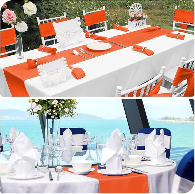 12 Pack Orange Satin Table Runner 12 x 108 Inch Long Premium Table Runners - Image 6