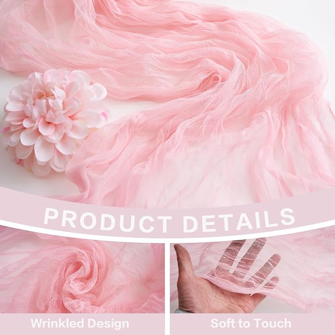 Pink Cheesecloth Table Runner Summer Halloween Christmas 10Ft Cheese Cloth - Image 2