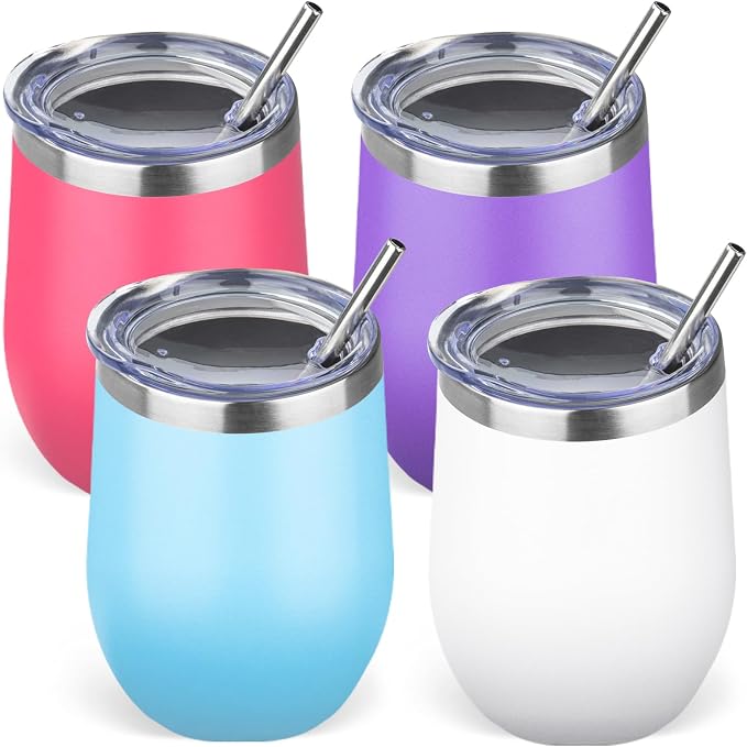 12oz/4 Pack Stainless Steel Wine Tumbler by GUDEMAO