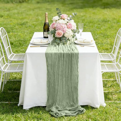 10 Pack Sage Green Cheesecloth Table Runner 35x120 Inch, Boho 10FT Cheese Cloth - Image 9