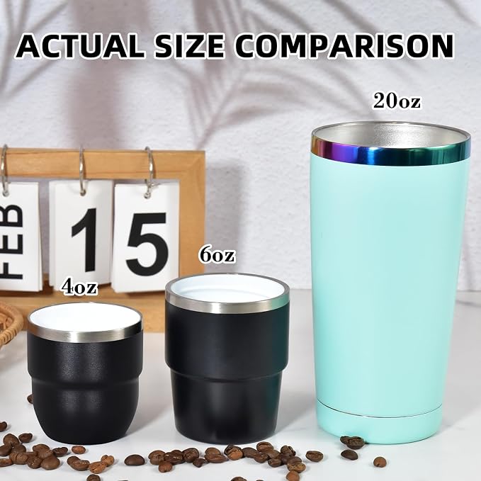 CHLJAR Espresso Cups, 6oz Insulated Espresso Cup Set of 4, Espresso Shot Cups - Image 3